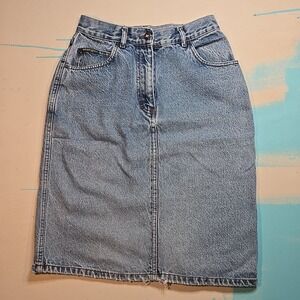 Wrangler Classic 30 High Rise Denim Jean Skirt Blue‎ 1990s Pockets 26" Waist Y2K